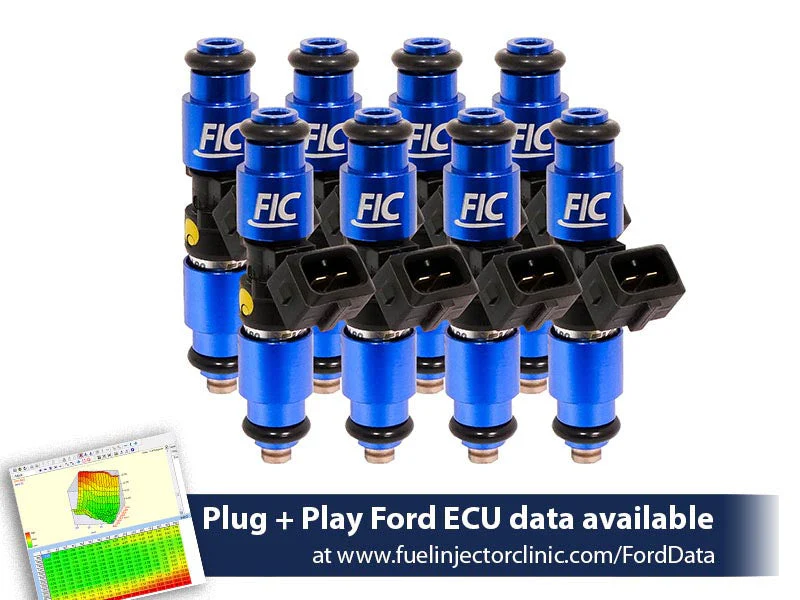 1200cc (110 lbs/hr at 43.5 PSI fuel pressure) FIC Fuel Injector Clinic Injector Set for Mustang GT (1987-2004)/ Cobra (1993-1998)(High-Z)