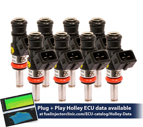 1200cc (130 lbs/hr at OE 58 PSI fuel pressure) FIC Fuel  Injector Clinic Injector Set for Holley GM composite intakes (High-Z)