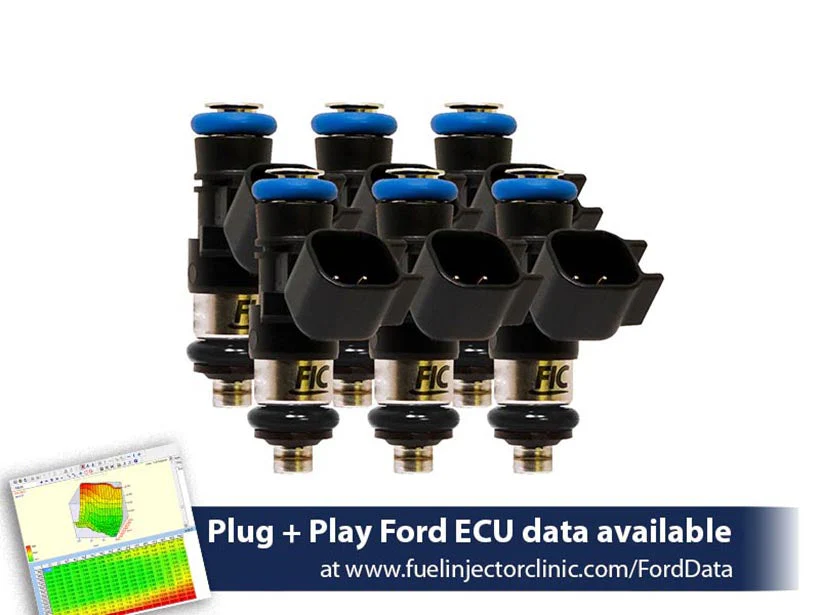 1200cc-D (110 lbs/hr at 43.5 PSI fuel pressure) FIC Fuel Injector Clinic Injector Set for Ford Mustang V6 (2011-2017)