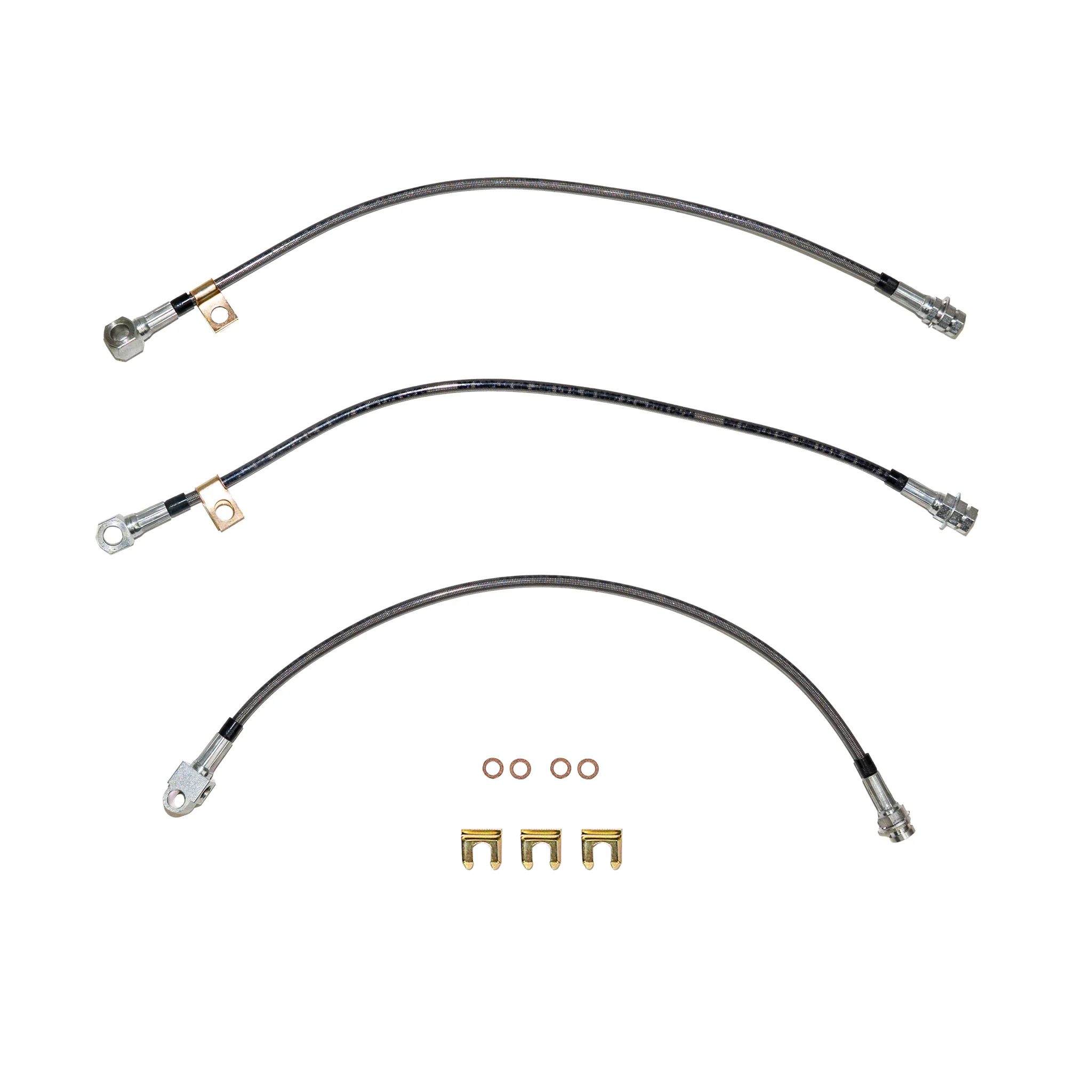 HSK0085SS - 73-79 Chevy, C-10, Brake Hose Kit; Braided Flex Hose