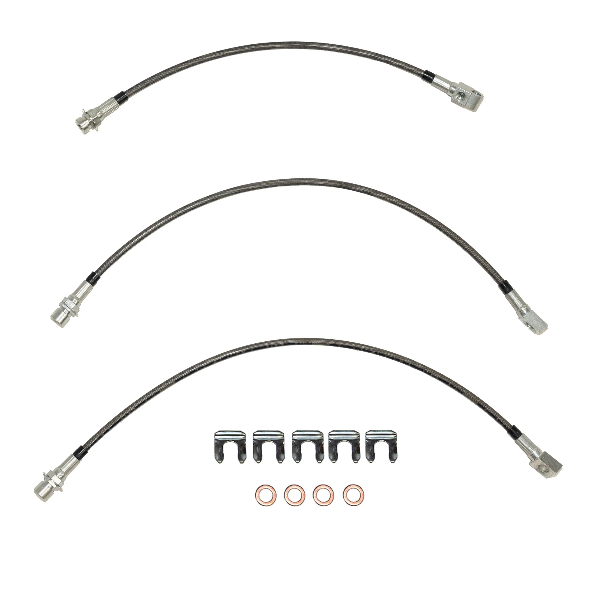 HSK0087SS - 74-80 International Scout II, Brake Hose Kit; Braided Flex Hose