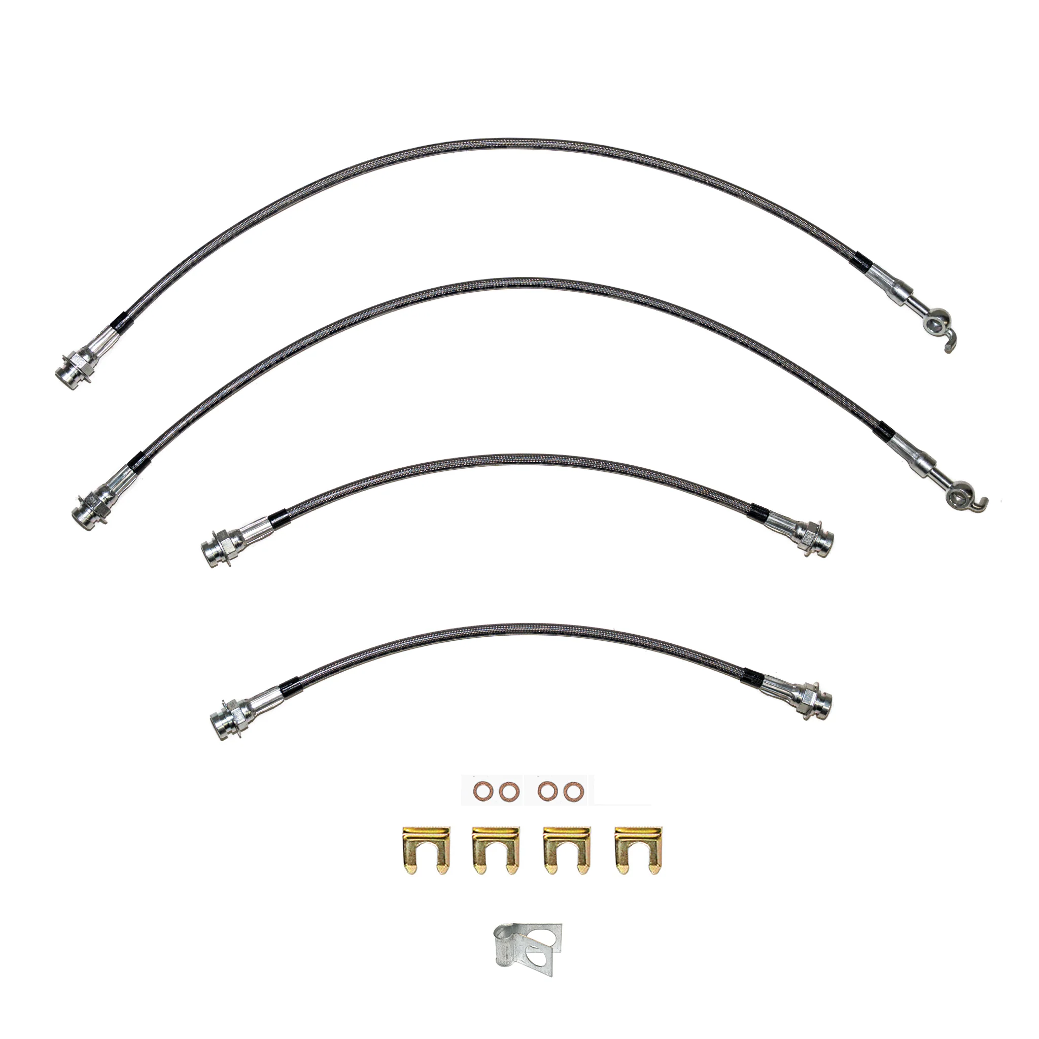 HSK0083SS - 01-05 Toyota Rav4, 2.0L, 2WD, Brake Hose Kit; Braided Flex Hose