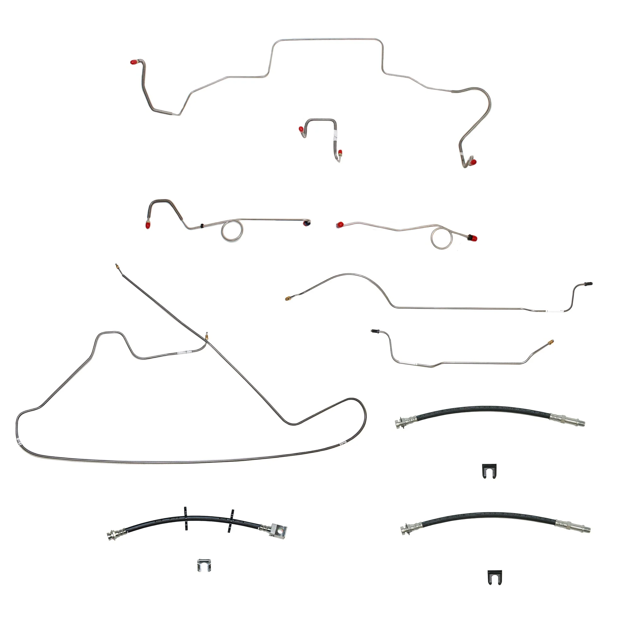67 Mopar B-Body, Standard Drum Brakes, Right Front Clips under Column then rises 4.5'' Above Bell housing, 8 3/4 Axle; Complete Brake Line and Hose Kit - Image 2