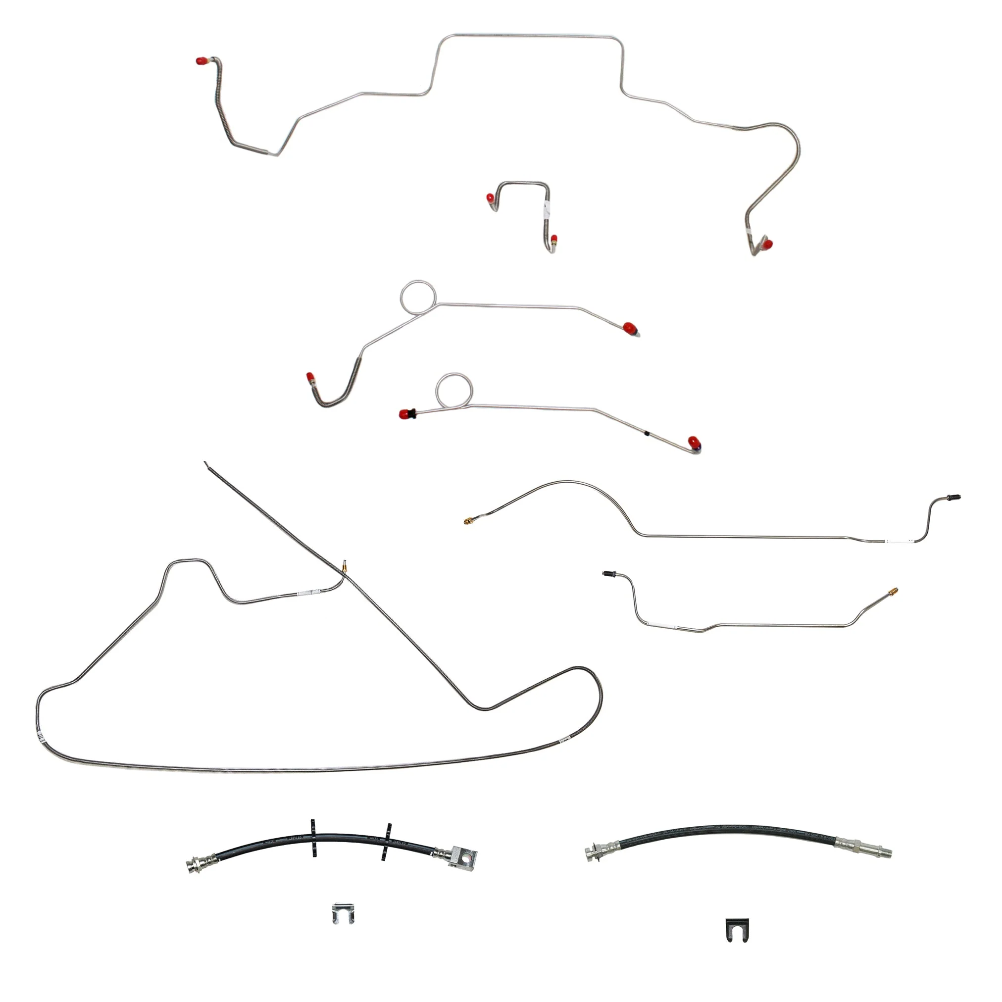 67 Mopar B-Body, Power Drum Brakes, Right Front Clips under Column then rises 4.5'' Above Bell housing, 8 3/4 Axle; Complete Brake Line and Hose Kit - Image 2