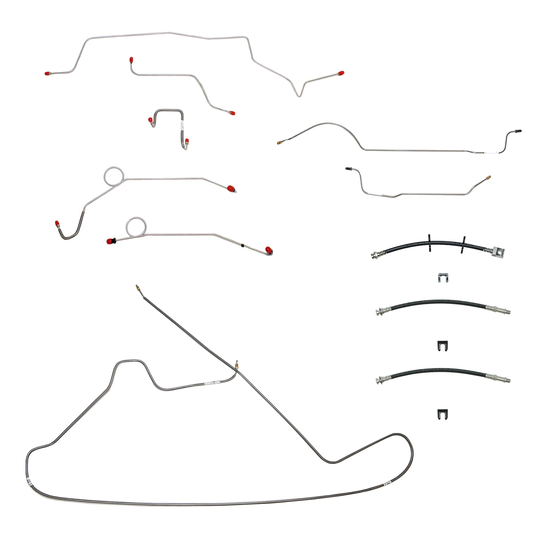 67 Mopar B-Body, Power Drum Brakes, Right Front Clips under Column then straight Across Firewall, 8 3/4 Axle; Complete Brake Line and Hose Kit - Image 2