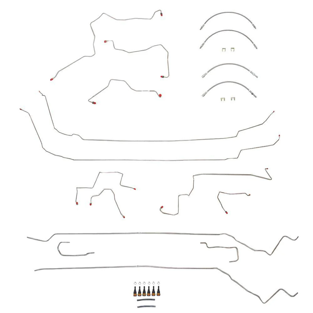 99-02 Cougar; Complete Brake Line & Hose Kit; Stainless
