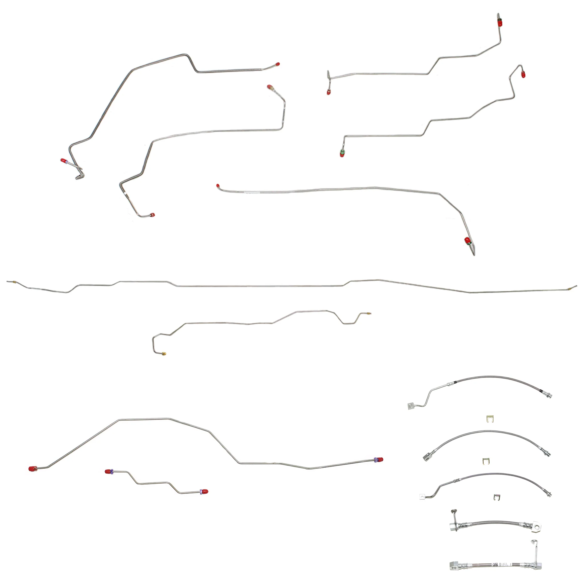 99-01 F250/F350 Superduty, 4wd, AWABS, Ext Cab/Long Bed or Crew Cab/Short Bed, w/o Staggered Rear Calipers, w/ Diesel Engine; Complete Brake Line & Hose Kit; Stainless