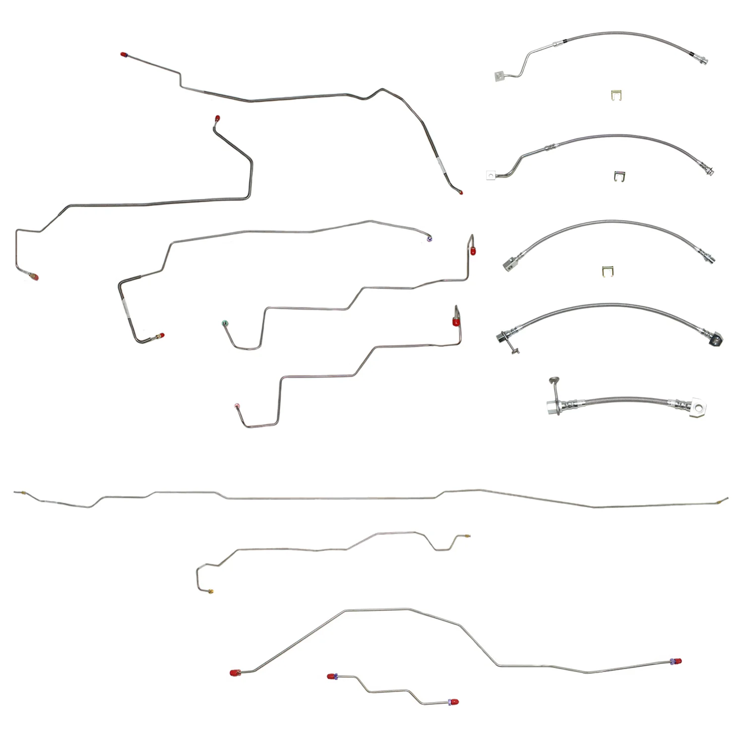 1999-01 F250/F350 Superduty 4wd, AWABS, Crew Cab/Long Bed, Non Dually w/ Staggered Rear Shocks w/ Gas Engine; Complete Brake Line & Hose Kit; Stainless