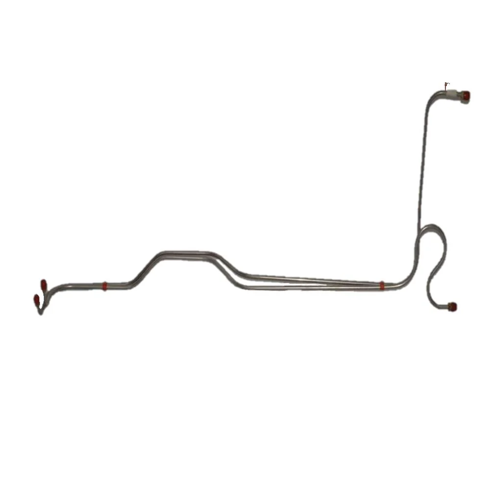 BTC6601SS- 66 Chevy Bel Air, Biscayne, Impala, 283/327CID, SM BLK Powerglide Transmission Line Set w/ Loop Radiator Ports 12.5'' Apart; Stainless