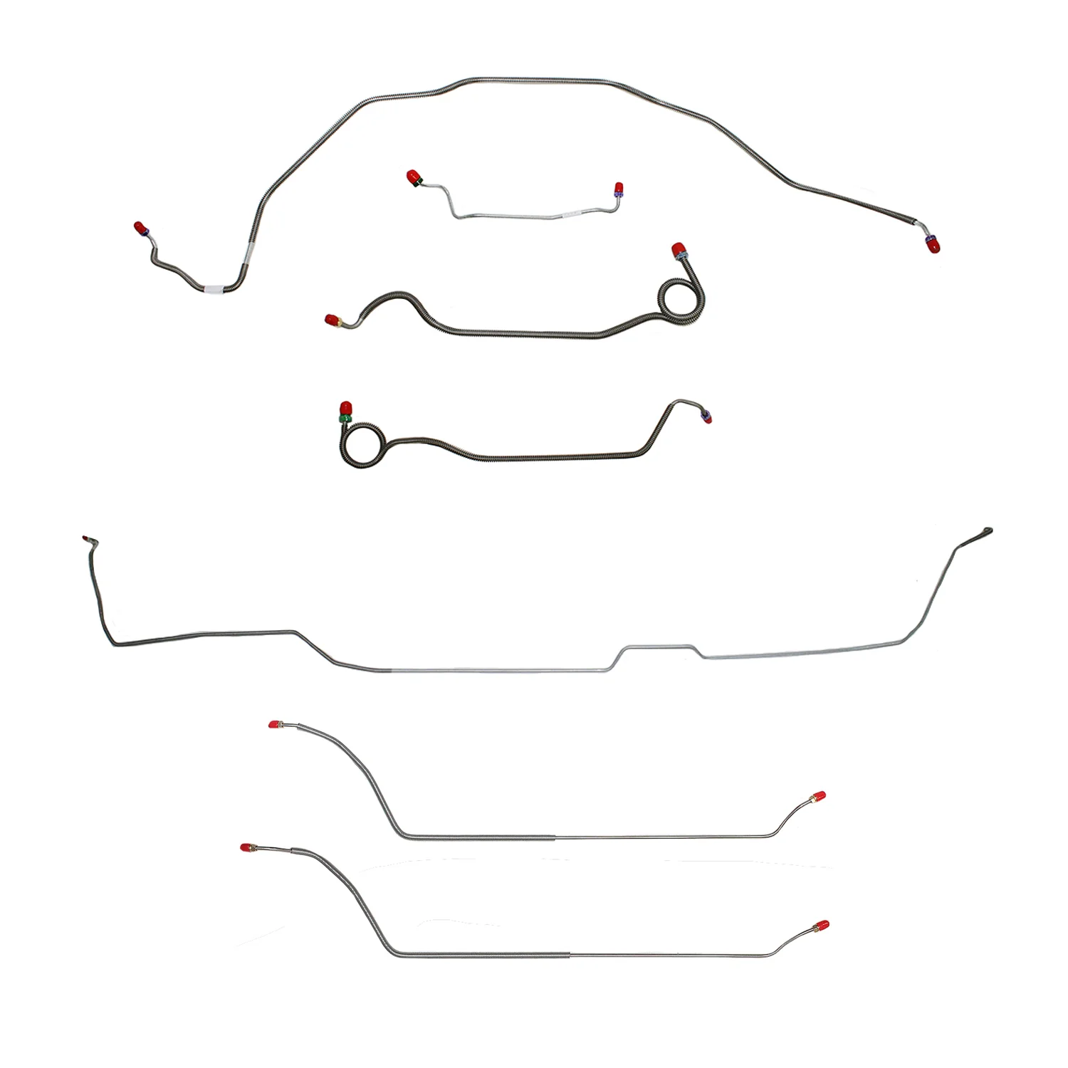 CBK0294SS- 69 Chevy Malibu/ Chevelle Hardtop with Manual Drum Brakes, Complete Brake Line Kit; Stainless