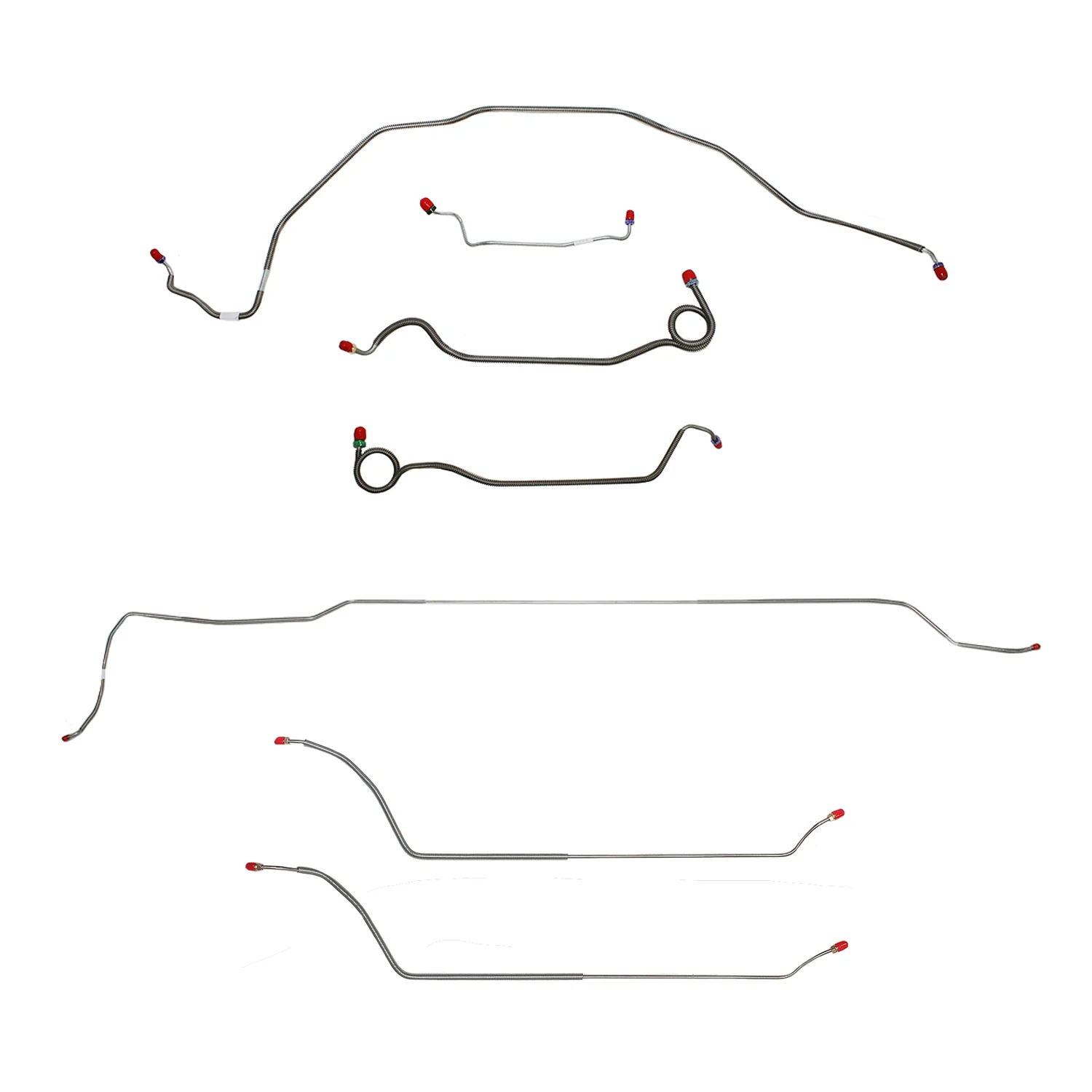 CBK0297SS- 69 Chevy Malibu/ Chevelle Convertible with Manual Drum Brakes, Complete Brake Line Kit; Stainless