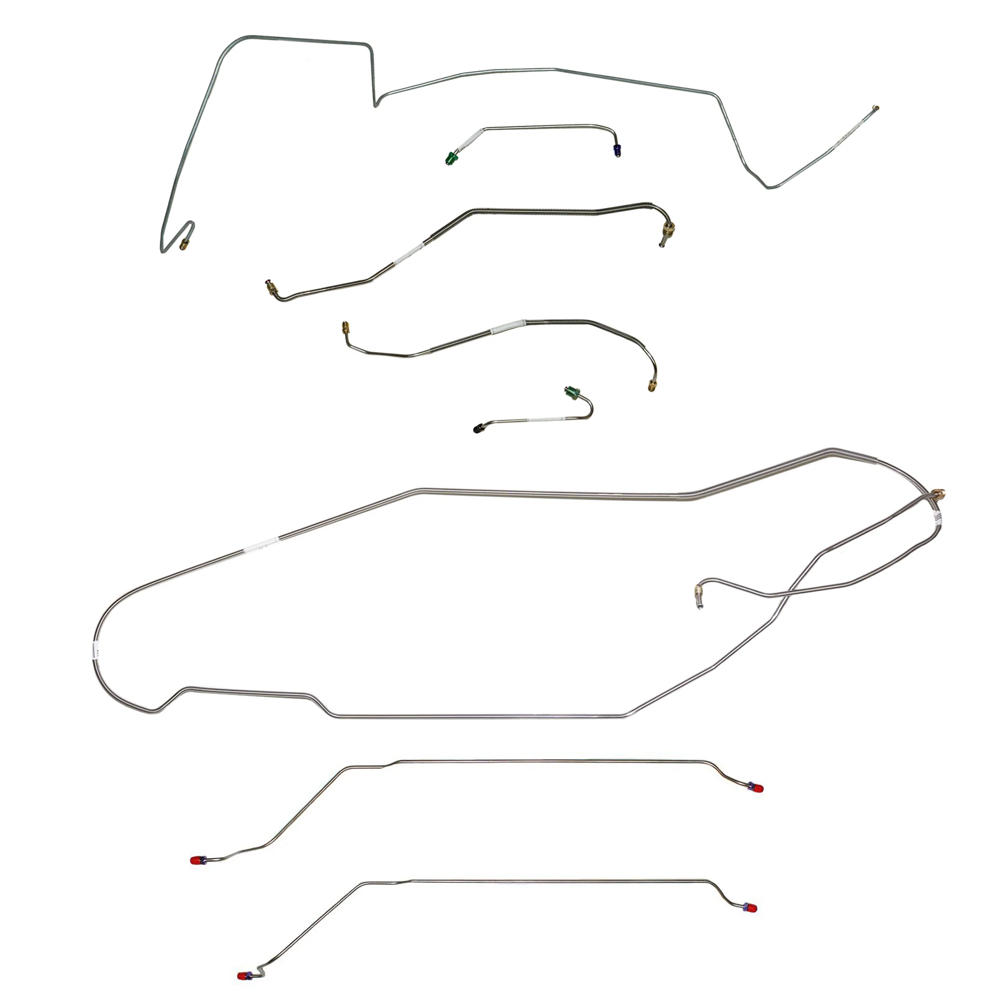 CBK0445SS - 1967 Pontiac LeMans / GTO, w/ Power Disc, 3/8'' Port, no Ram Air or HO Engine, Hardtop; Complete Brake Line Kit; Stainless