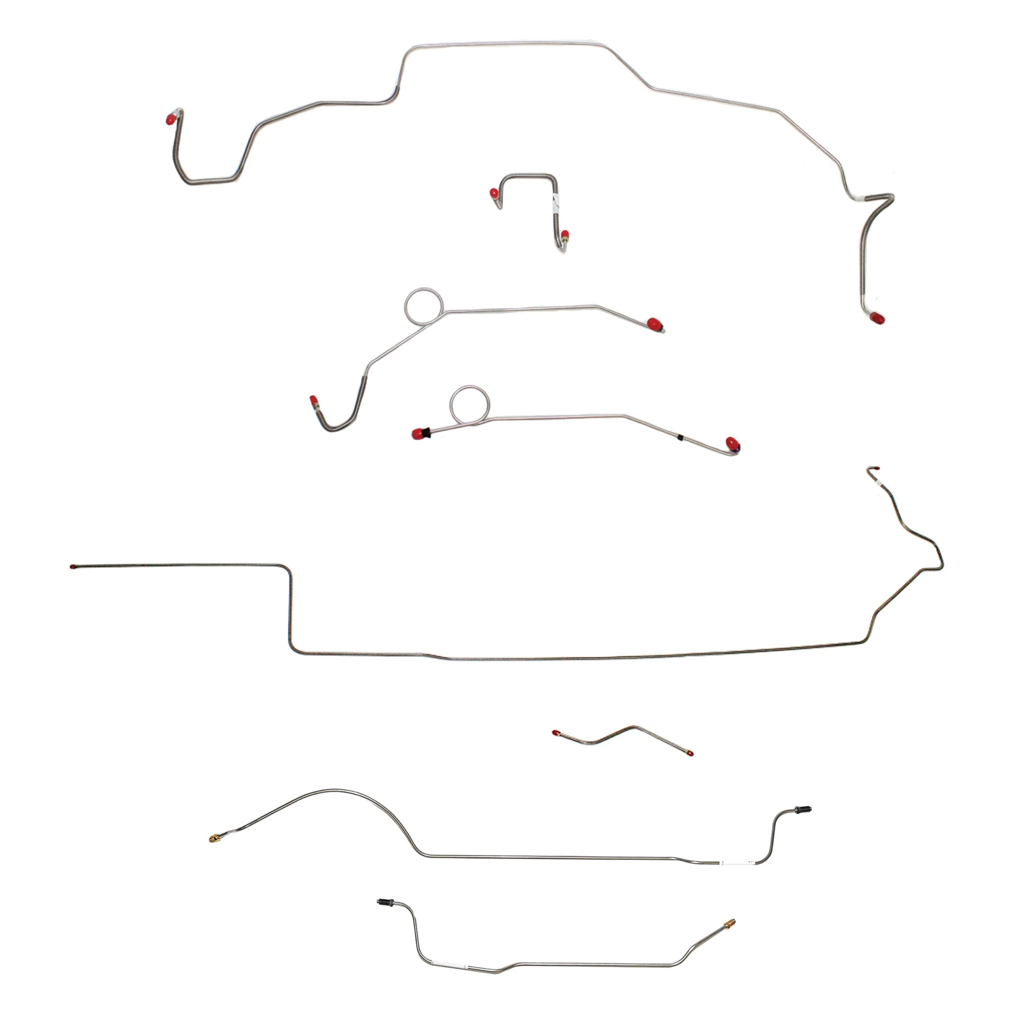 CBK0654- 1968-69 MOPAR B-body w/ Power Disc, Right Front Over Frame Attaches to Fender, Hemi, 8-3/4'' Axle; Complete Brake Line Kit - Image 2