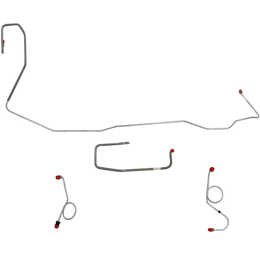 EKT7001- 70-73 Mopar E-Body, Non-Power Drum; Right Front Routes Under Frame; 4pc Front Brake Line Kit - Image 2