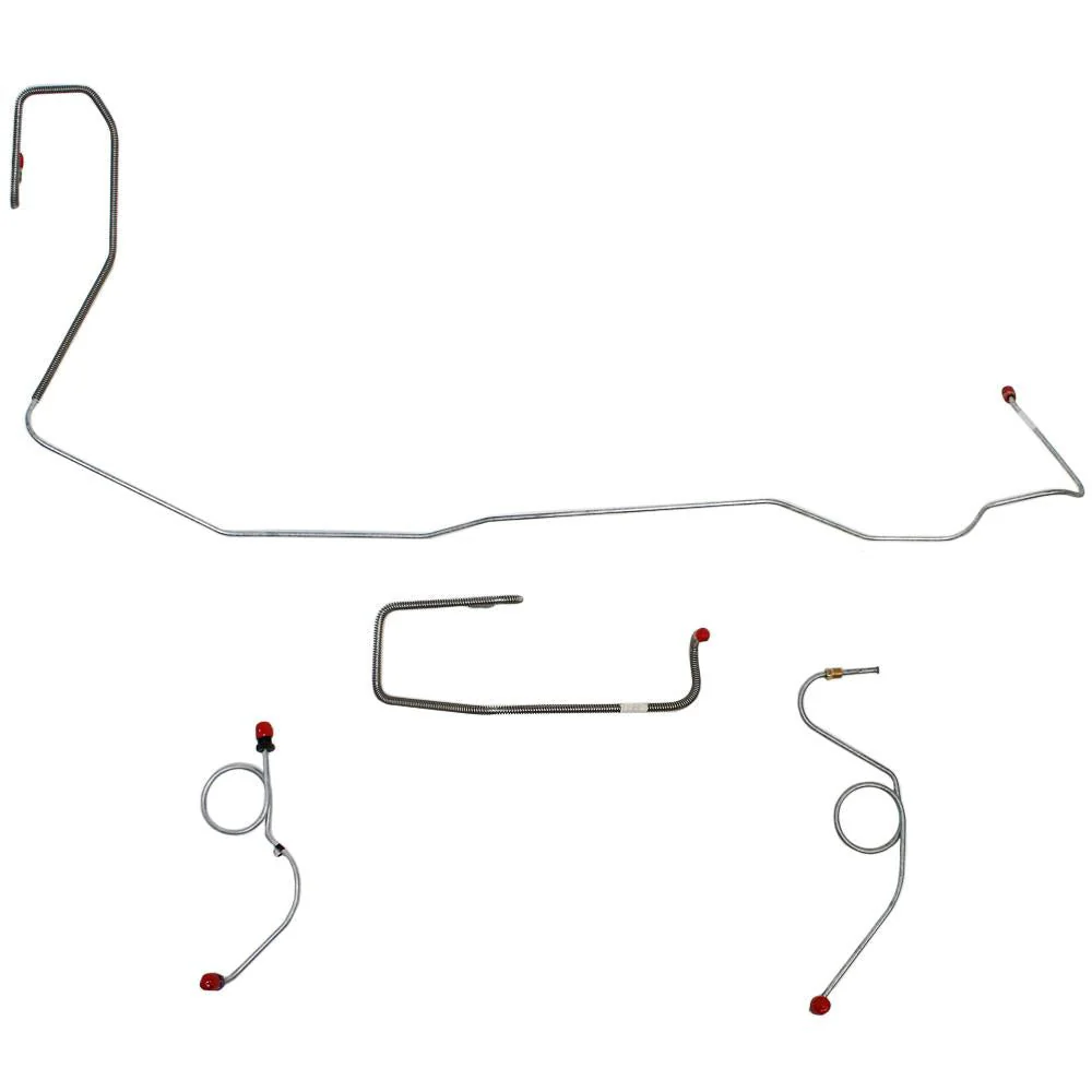 EKT7002- 70-73 Mopar E-Body, Power Drum; Right Front Routes Under Frame; 4pc Front Brake Line Kit - Image 2