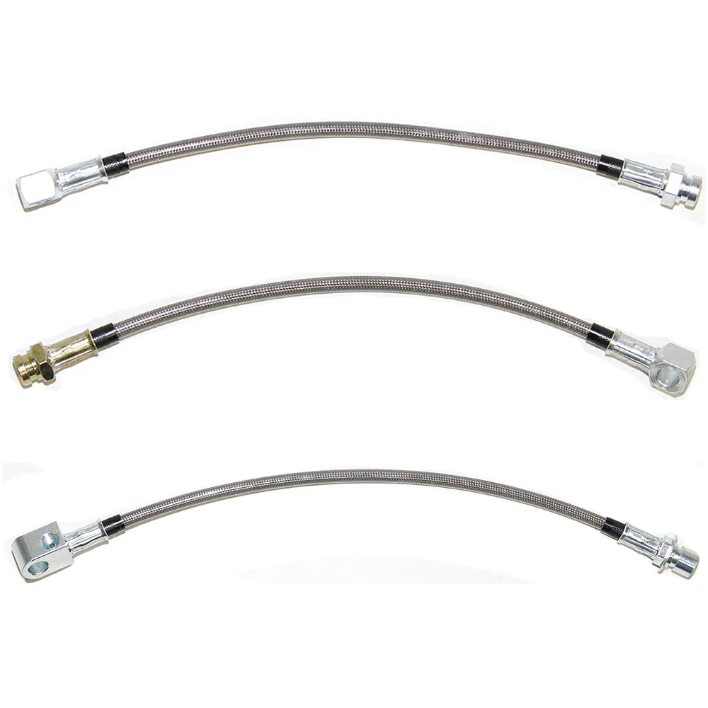 69-72 GM A-Body w/ Disc Brakes, Complete Brake Hose Kit; Braided Stainless