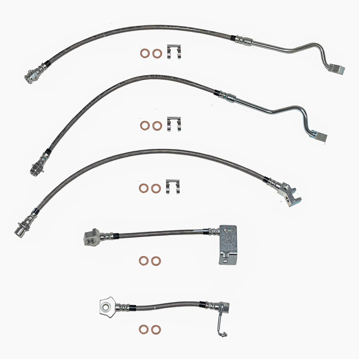 HSK0020SS - 99-04 Ford F-250/F-350 Superduty AWABS, non-Staggered Rear Calipers Brake Hose Kit; Braided Stainless
