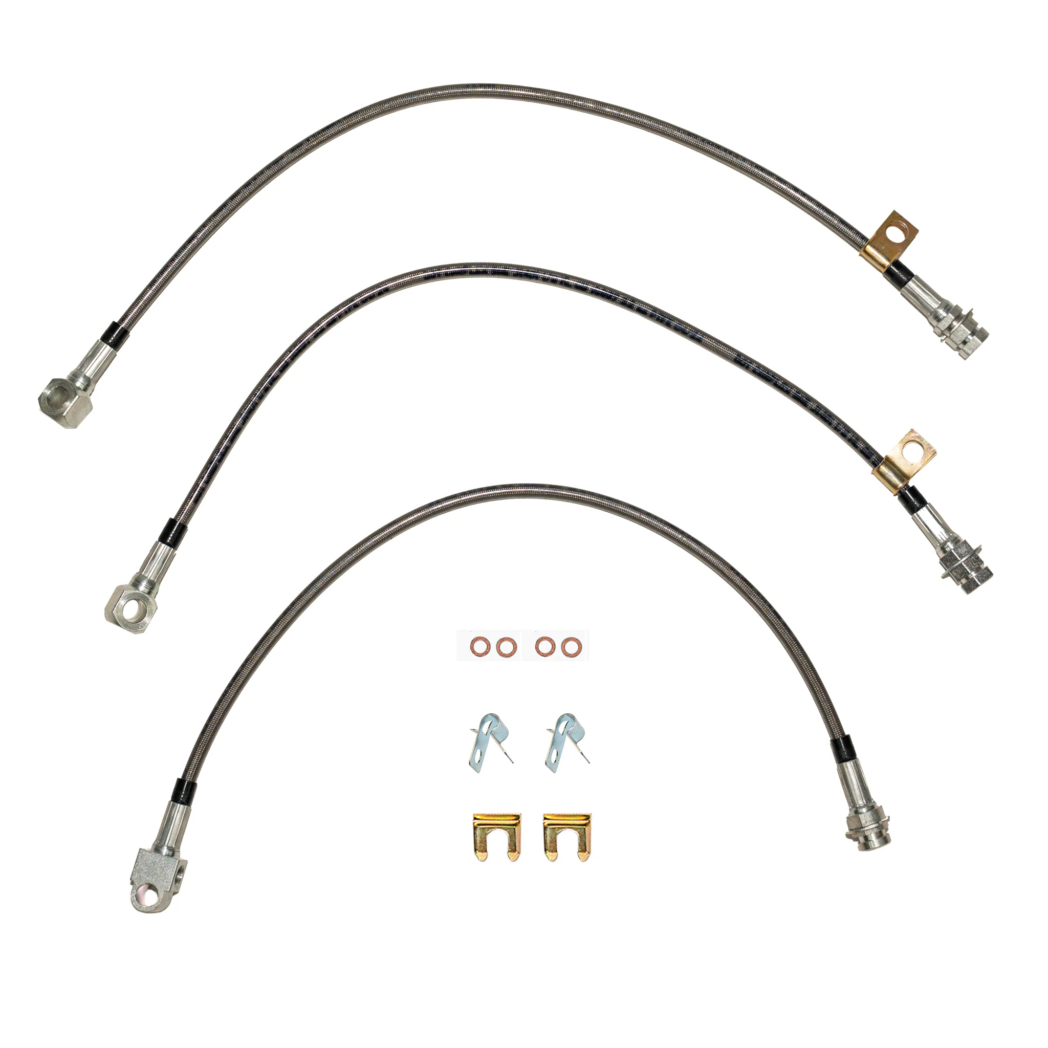 HSK0088SS - 95-99 GMC / Chevy Suburban 2500 7.4L, Brake Hose Kit; Braided Flex Hose