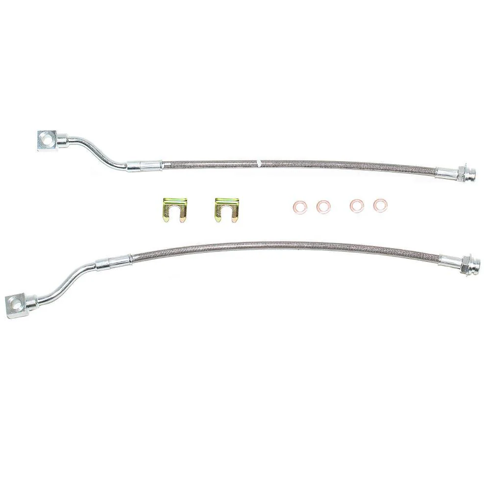HSP0002SS - 01-07 GM Truck 1500HD/2500/2500HD/3500 Rear Caliper Brake Hose Set; Braided Stainless
