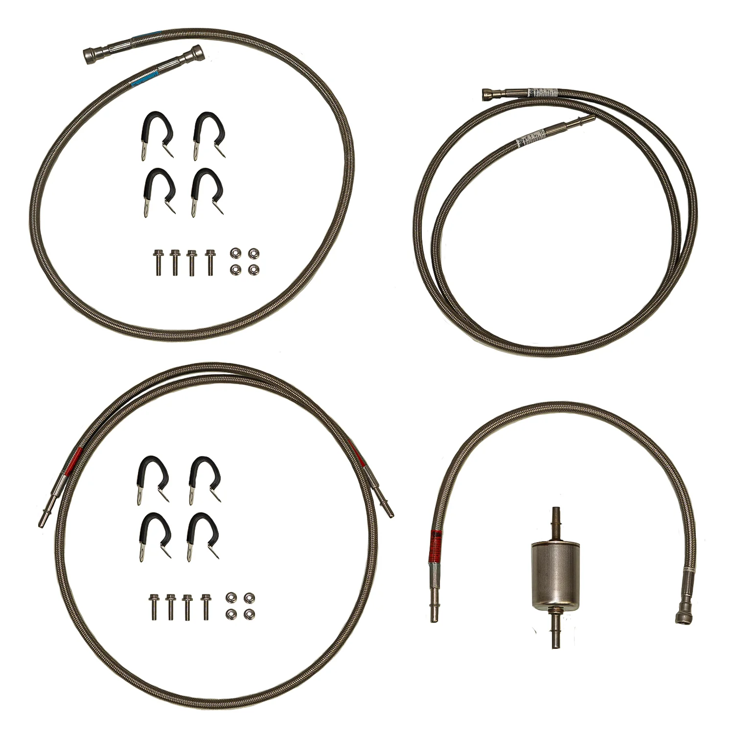 QFF0006SS - 01-03 GM GM 2500HD / 3500 Reg Cab Gas Engine, Quick Fix Fuel Line Kit; Braided Stainless
