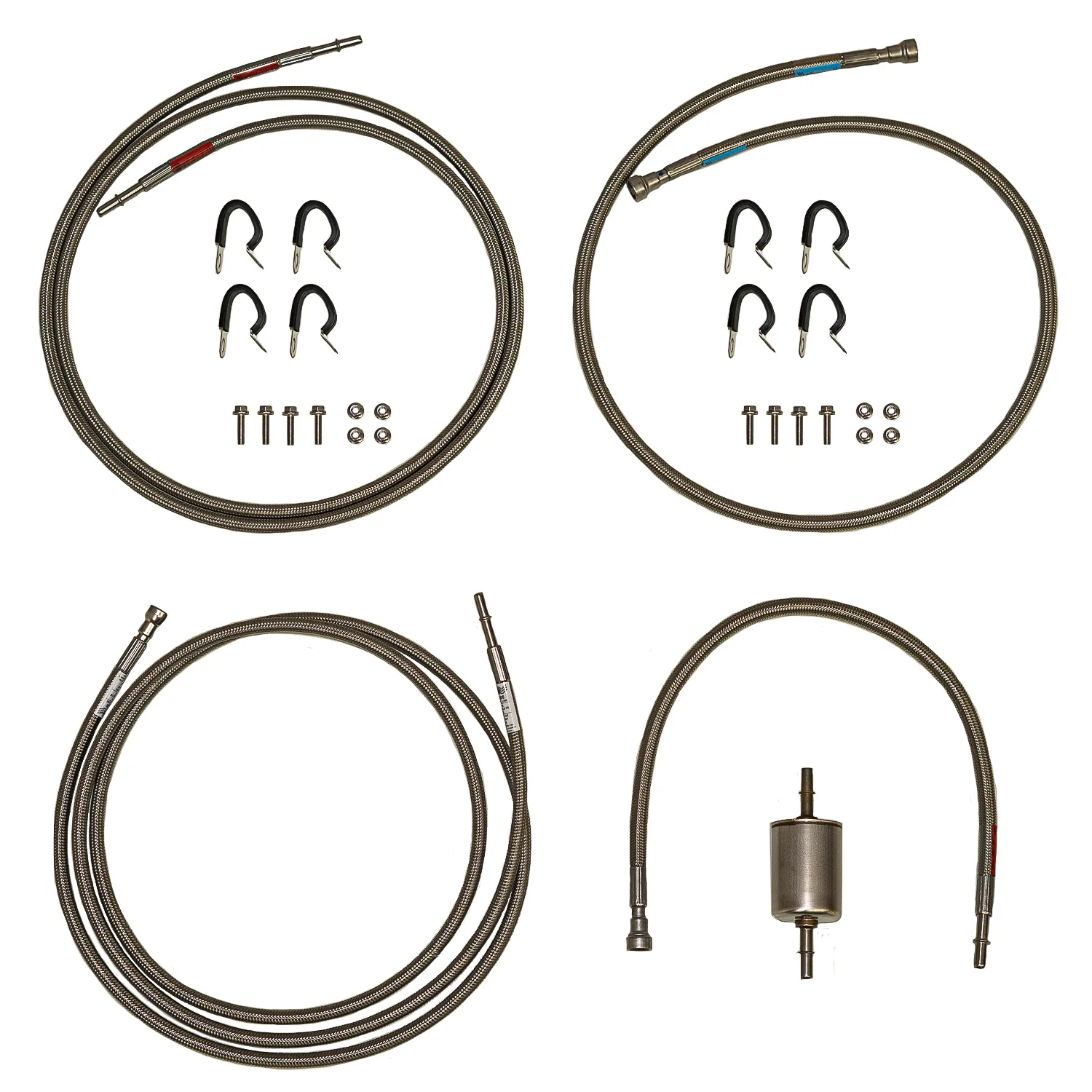 QFF0008SS - 01-03 GM GM 2500HD / 3500 Crew Cab Gas Engine, Quick Fix Fuel Line Kit; Braided Stainless