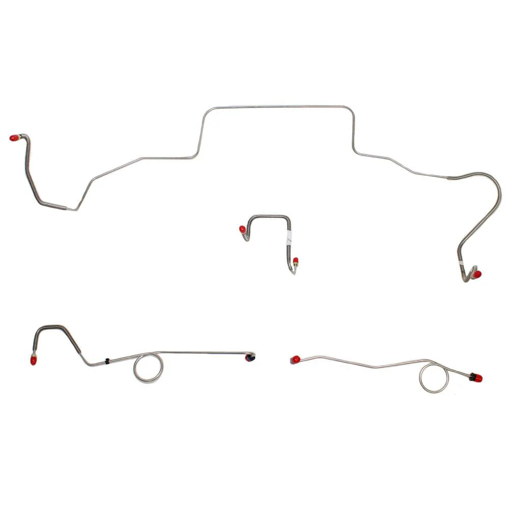 RKT6701- 67 Mopar B-Body, Standard Brakes w/ Right-Front Line Routes OVER Frame & Attaches UNDER Steering Column, Front 4 Line Kit