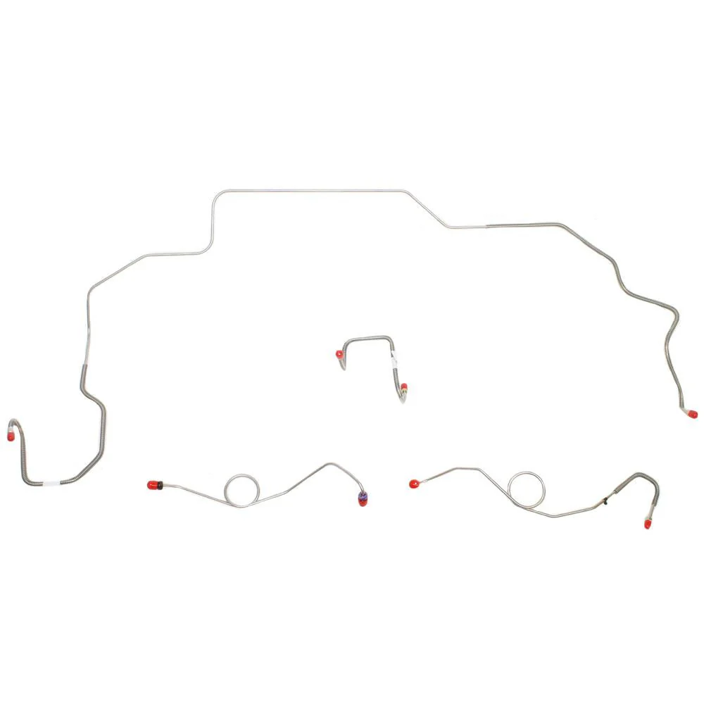 RKT6801- 68-70 Mopar B-Body, Power/Standard Drum, 4pc Front Brake Line Set, Right-Front Routes UNDER Frame