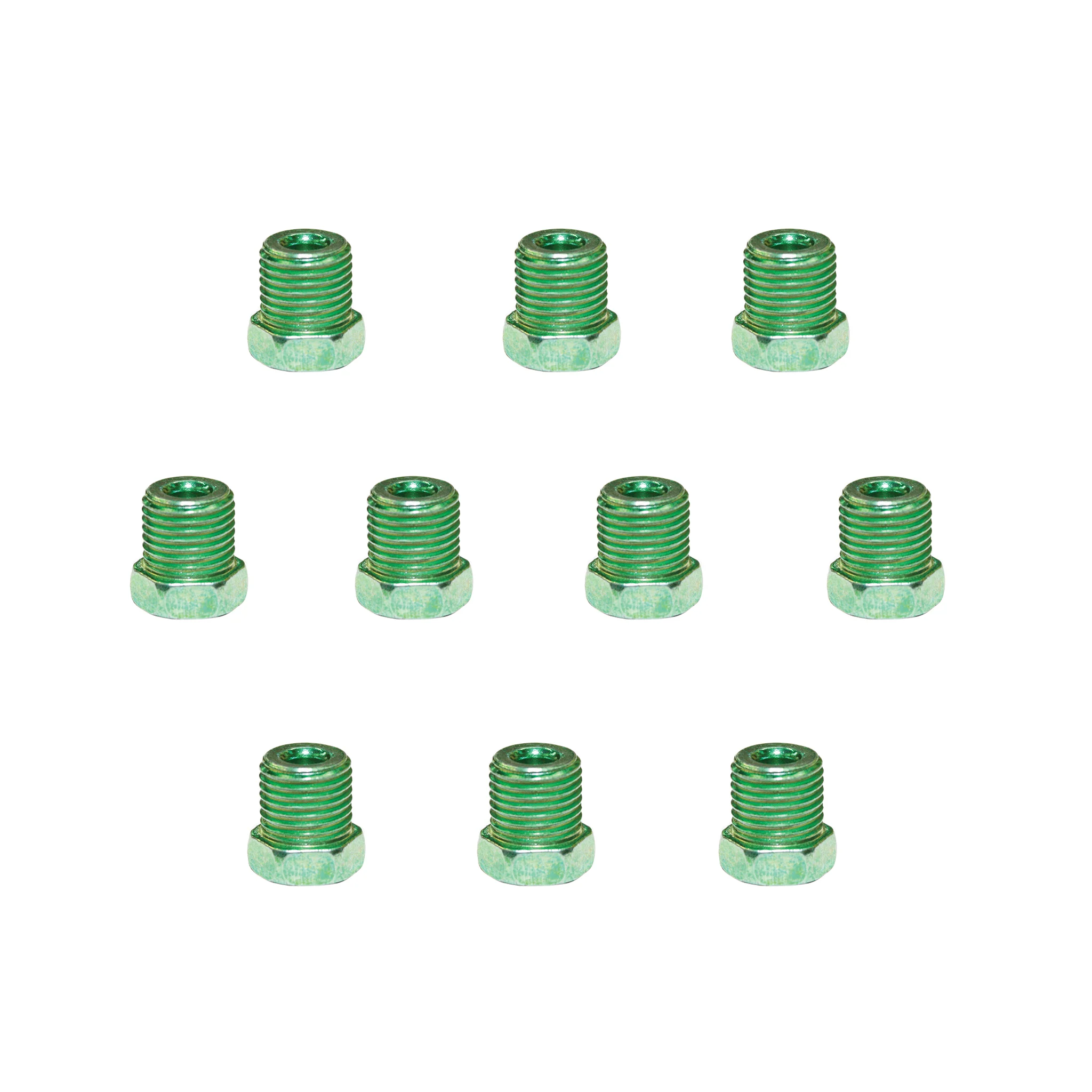 SP05-10- 10Pack: SP05 - 3/16, 1/2-20, 9/16 Hex Fitting; Inverted; Green